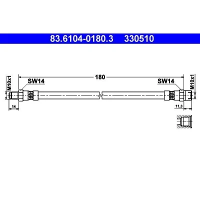 Bild av ATE 83.6104 0180.3 Flexible De Frein 180 M10x1 AUDI: A6 C4 Avant, Berline