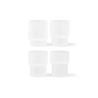 Bild av ferm LIVING Glas Ripple, vit, 200 ml, munblåst, set om 4