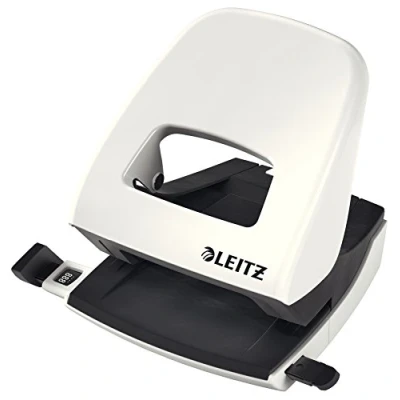 Bild av Leitz WOW Hålslag, 30 ark, styrskena med formatmarkeringar, metall, vit, 50082001