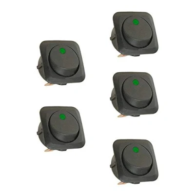 Bild av Mintice? 5 x 25 mm bil fordon båt lastbil rund vippströmbrytare grön LED ljus på/av SPST kontroll 12 V A