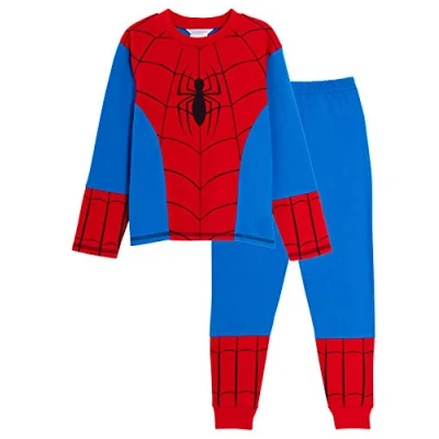 Bild av Marvel Spindelmannen pyjamas för barn, full längd, utklädnad, pyjamas, Avengers, set med sovkläder, Röd/blå, 4 5 År