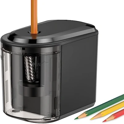 Bild av Link Dream elektrisk pennvässare starkare spiralblad automatisk stopp för 68 mm nr 2/färgpennor batteri, USB driven, i klassrummet, kontoret, hemmet, svart, PS 05
