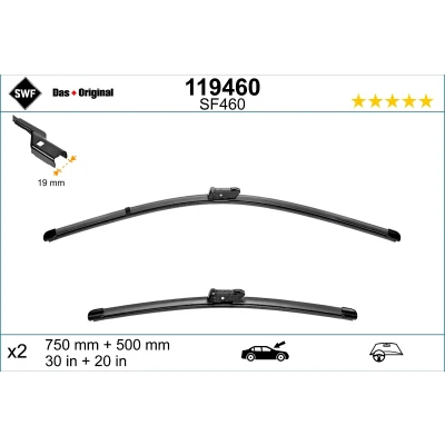 Bild av Balai d&#039;essuie glace Swf Visioflex, Original Visioflex Set 119460 avant Sans Cadre FORD: Transit V363 Van