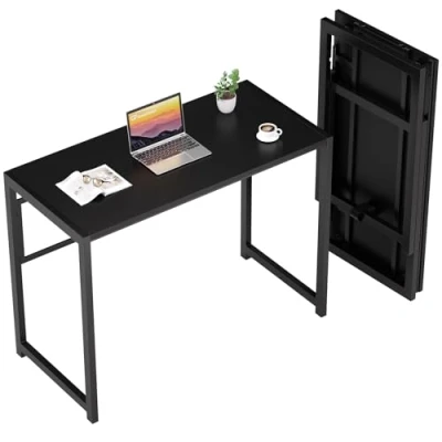 Bild av GreenForest 100 x 48 cm Vikbart Skrivbord för små utrymmen, Ingen montering Litet datorskrivbord hemmakontor, Utrymmesbesparande bord Study Skrivbord,Svart
