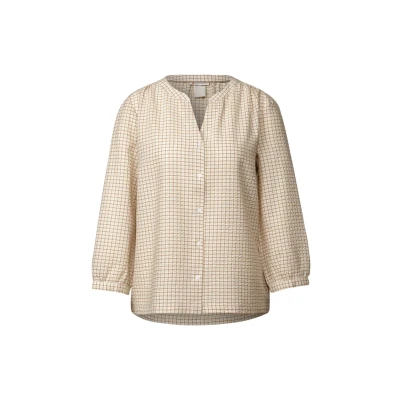 Bild av STREET ONE rutig näcksucker blus, Safari beige, 40