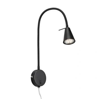 Bild av Briloner Leuchten LED sänglampa, flexibel inkl. på/av knapp, 4 watt, 400 lumen, 3 000 Kelvin, metall, svart, W