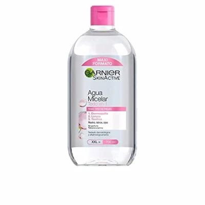 Bild av Garnier Skin Active, Klassisk Micellar Vatten Allt i ett, Makeup remover, Ansiktsrengöring, Rengör Ansikte, Läppar och ögon, Oklarat, för alla hudtyper, Maxi format, 700 ml