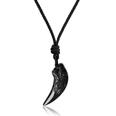 Bild av COAI vargtand Obsidian halsband för män kvinnor, Sten,