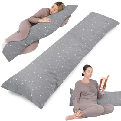 Bild av side sleeper kudde med överdrag Bomull 40 x 145 cm komfort sömn kropp sid sov Galaxen