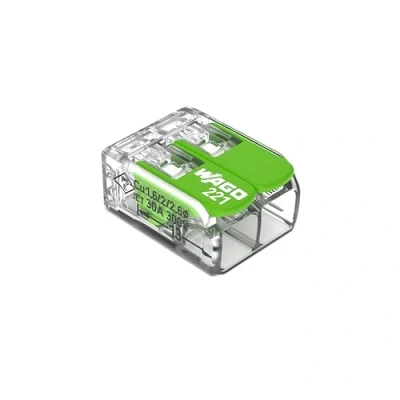 Bild av WAGO Green Range klämma 2 ledare, upp till 4 mm², anslutningsklämmor polig med spak för alla typer av 221422, 100 stycken