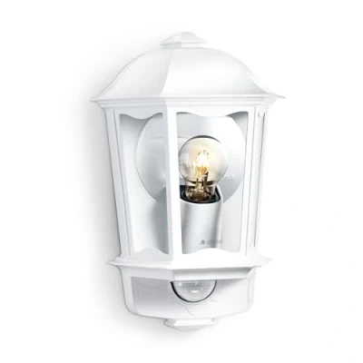 Bild av STEINEL Klassisk utomhuslampa med sensor L 190 S, max 100 W, IR sensor, avkänningsvinkel: 180, räckvidd: 12 m, E27 uttag, IP44, vit