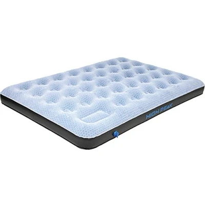 Bild av High Peak Unisex Double Comfort Plus luftsäng, med integrerad fotpump och halkfri funktion, andas, för inomhus utomhus, grå/blå/svart, XL