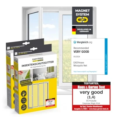 Bild av EASYmaxx Insect Protect insektsnät fönster med magnetisk fastsättning myggnät till storlek insektsskydd upp 150 x 180 cm myggskydd flugnät magnet enkel montering [2 stycken]