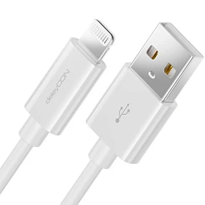Bild av deleyCON 0,5m Lightning 8 Pin USB Laddkabel Datakabel MFI Certifierad Kompatibel med Apple iPhone 14 Pro Max Plus SE 13 Mini 12 Vit