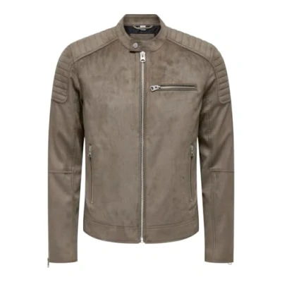 Bild av Only &amp; Sons Onsgus Racer Jacket Jacka i konstläder, Storlek: Small, Brown