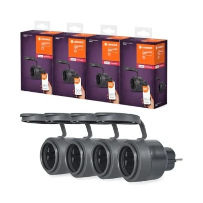 Bild av Ledvance Smart+ Outdoor Compact Plug Smart utomhusuttag med ZigBee teknik i kompakt design, integrerar icke smarta apparater det hem systemet, kompatibel Alexa &amp; Google, 4 pack
