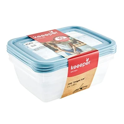 Bild av keeeper frysbox set 3 delar, återskrivbart lock, x 1,25 l, 20,5 15,5 6,5 cm, Mia Magic Ice, Nordic Blue