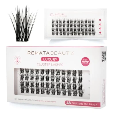 Bild av Renata Beauty LUXURY Look 48 Multipack Cluster Lashes for Luxurious DIY Eyelash Extension at Home Reusable Soft Ultra Thin Transparent Band Lash Extensions Clusters