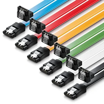 Bild av deleyCON 6x 50cm SATA 3 Kabel i Set III Datakabel HDD SSD Anslutningskabel Metallklipp 6 GBit/s 1x Rakt 90 L Type Kontakter Färgad