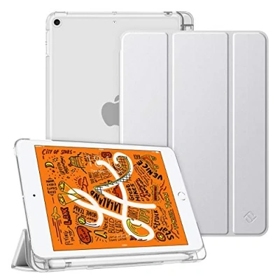 Bild av FINTIE fodral för iPad Mini 5e Generation 7,9&quot; 2019 smalt lätt halvgenomskinligt skydd, med pennhållare sömnfunktion/automatisk väckarklocka, silver