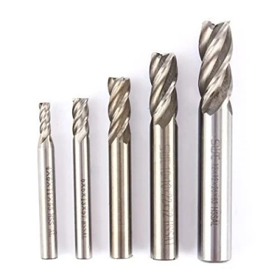 Bild av Yosoo 5 st HSS CNC svarv rak skaft 4 flöjt ände fräs borrverktyg 4/6/8/10/12 mm