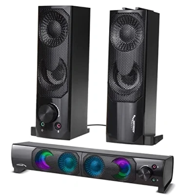 Bild av Audiocore AC955 2 i 1 2.0 PC Högtalare Med Soundbar Funktion RGB Bakgrundsbelysning Stereohögtalare 2x3W RMS AUX 3,5 mm USB Driven