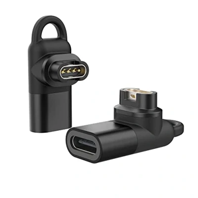 Bild av MoKo USB C to Adapter 2 Pack, 90 Degree Type Charger Connector Watch Charging Data Transfer Compatible with Fenix 7/7S/7X/6/6S/6X/5/5S/5X/Forerunner 245/255/Vivoactive 3/4/Instinct