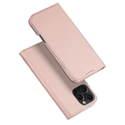 Bild av Dux Ducis Skin Pro suojakuori iPhone 16 Maxille. läppä ja korttipaikka vaaleanpunainen