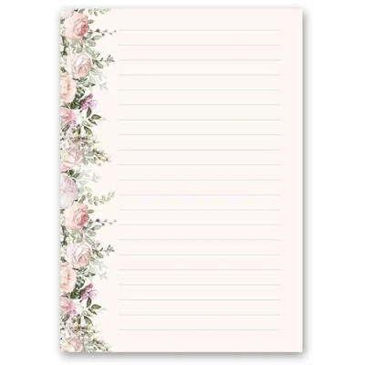 Bild av 100 ark brevpapper rosa DIN A5 (210 x 148 mm), 90 g/m² rosor