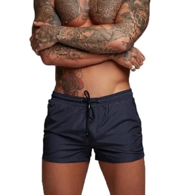 Bild av Badbyxor för män, snabbtorkande badshorts med justerbar dragsko, board shorts, badkläder stranden, boxershorts blixtlåsficka, L
