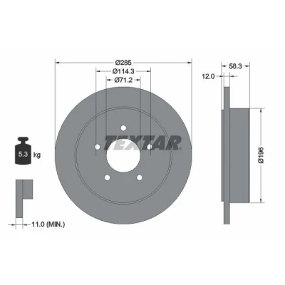 Bild av TEXTAR 92169100 Disque de frein 285 12 05/05 114,3 plein sans boulon fix roue, moyeu roue FORD USA: Explorer Mk2, Mk1