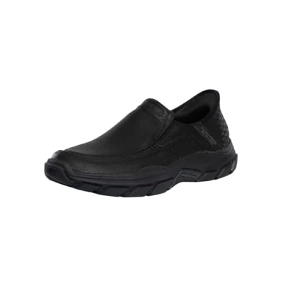 Bild av Skechers Herr Baskets En Cuir Elgin Respected À Enfiler, Black/Black, 41 EU