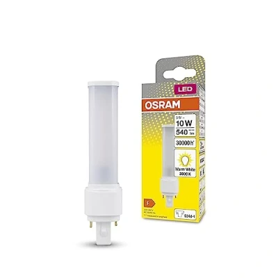 Bild av OSRAM DULUX LED D10 EM, G24D 1, 5W, 540lm, 3000K, varmvit ljusfärg, vridbar gavel för riktat ljus, ersättning klassiska kompaktlysrör med 1 bas