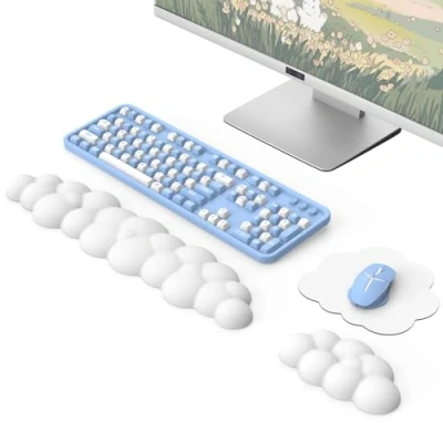 Bild av MoKo Cloud Wrist Rest, Ergonomic Keyboard Rest with Mouse Pad, Upgraded PU Leather Arm Pad for and Office, Gaming, Computer, Laptop, White