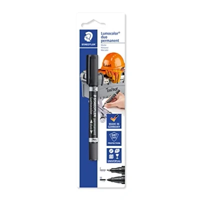 Bild av STAEDTLER Doppel Marker für den Heimwerker Lumocolor duo permanent 348, zur Beschriftung großer und kleiner Werkzeuge Werkzeugboxen, wasserfest, lichtbeständig, Schwarz, 2 Spitzen F+M, 348 9 BK 1
