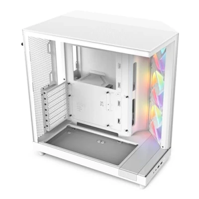 Bild av NZXT H6 Flow RGB CC H61FW R1 Compact Dual Chamber Mid Tower Airflow Case Includes 3 x 120mm Fans Panoramic Glass Panels High Performance Cable Management White