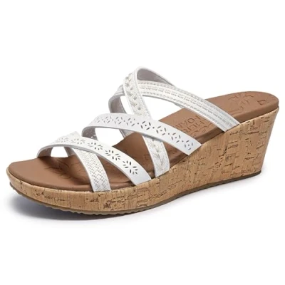Bild av Skechers Damer Beverlee Tiger Posse kilsandaler, Vit, 41 EU