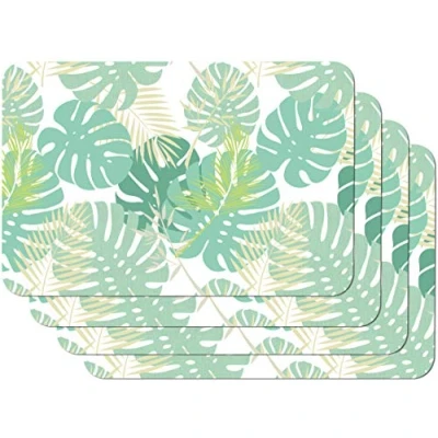 Bild av Venilia Bordstabletter för matsal palmblad mönster, set om 4 avtorkbar polypropen, livsmedelssäker, 45 x 30 cm, stycken, 59107