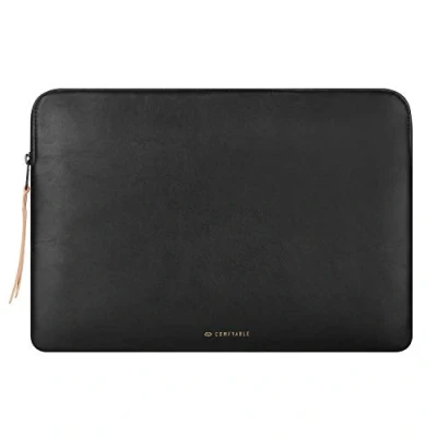 Bild av Komfortabelt smalt laptopfodral 14 tum tätt kompatibel med MacBook Pro M2 2023 A2799 Pro/Max &amp; M1 2021 A2442, PU läderväska vattentätt fodral notebook datorfodral för Mac, svart