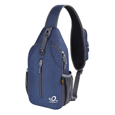 Bild av WATERFLY Slingryggsäck unisex för utomhus fritid sport, Mörkblå, 7 x 3.5 15 inches