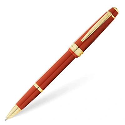 Bild av Cross Bailey Light Rollerball (linjebredd F, skrivfärg: svart, inkl. presentförpackning) bärnstenslack med guldfärgade beslag