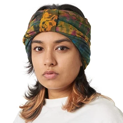 Bild av Casualbox knytfärgat vinterpannband hippie mode elastiskt huvudomslag 60 tals 70 tal retro bandana psykedeliskt blommönster c en storlek