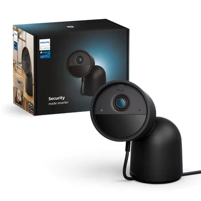 Bild av Philips Hue Secure, smart videoövervakningskamera med ställning för utomhus och inomhusbruk, kabelansluten version, Svart, Full HD video, mörkerseende, kan kopplas till belysning