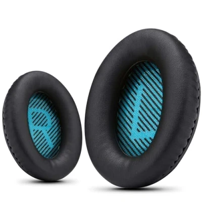 Bild av Krone Kalpasmos Bose QC Ersättning öronkuddar för Quietcomfort QC15/QC25/QC35/Ae2/Ae2i/Ae2w hörlurar headset öronskydd skum reparationsdel protein läder minnesskum mattor (svart)
