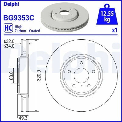 Bild av Bromsskiva DELPHI BG9353C