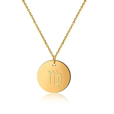 Bild av Zodiac Chain Jungfrun Gold 18 Carat Vattentät I Guldpläterat halsband med horoskophänge Rostfritt stål för damer