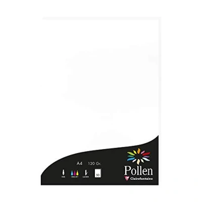 Bild av Clairefontaine Ref 4239C pollenfärgat papper (paket med 50 ark) A4 (210 x 297 mm), 120 gsm papper, bläckstråleskrivare och laserskrivarkompatibel, syrafri vit