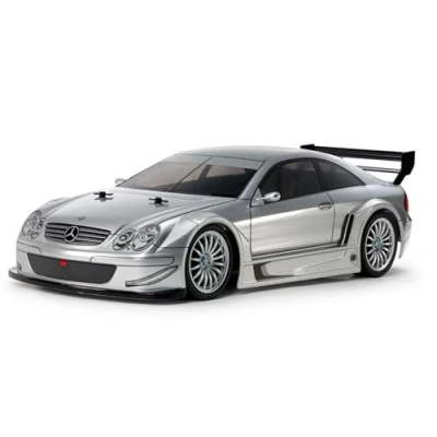 Bild av Tamiya 58722 1:10 RC MB CLK AMG 2002 TT 02 fjärrstyrd bil, fordon, modellbyggnad, montering, hobby, byggsats, omålad, silver