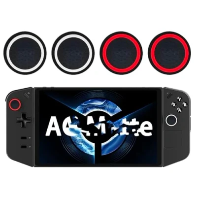 Bild av GIOPUEY joystick tumspaksgrepp keps kompatibel med Lenovo LEGION Go, 4 pack silikon tumgrepp lock skydd skyddande fodral, mjukt halkskydd svart/röd + svart/vit