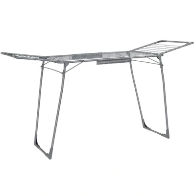 Bild av Songmics Tvättställ, stående torktumlare 56,5 x 173 96,5 cm, vingtvättställ, vingtorktumlare utrymmesbesparande, med strumphållare, metall, för kläder, handdukar, tvätt, grå LLR518G01